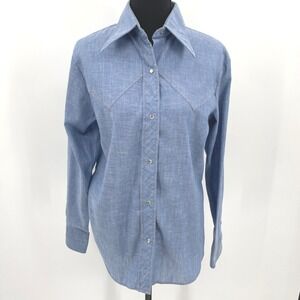 Vtg 70s Levis For Gals Western‎ Shirt Looped L Tag Pearl Snaps L 20" PTP Rare